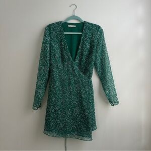Emerald Green Sheath Dress with Bishop Sleeves
